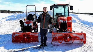 Kubota BX2380 LX3310 Tractors with Front Mount Blowers [upl. by Atiekahs]