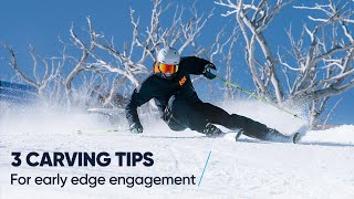 CARVING WITH EARLY EDGE ANGLES  3 skiing tips from a pro [upl. by Anivlac35]