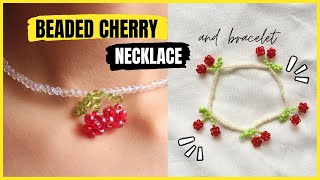 DIY CEREZA con MOSTACILLAS 🍒🍒 COLLAR Y PULSERAS AESTHETICS [upl. by Llenad906]