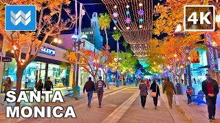 4K 🎄 Downtown Santa Monica Los Angeles California  3rd Street Promenade Christmas Walking Tour [upl. by Tabber]