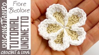 Tutorial Uncinetto  Fiore Bicolore Facile allUncinetto [upl. by Eziechiele166]