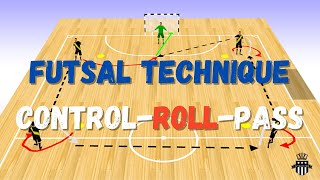 Futsal Technique Training Drill  Control  Roll  Pass [upl. by Etnoved576]