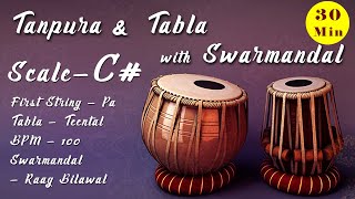 C Scale Tanpura  Tabla  Teentaal  BPM  100  Swarmandal  Raga Bilawal [upl. by Theo277]