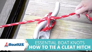 How to Tie a Cleat Hitch Knot  BoatUS [upl. by Langan]