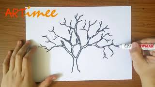 Lets Drawing a Cherry Blossom Tree  For beginner [upl. by Larret]