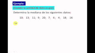 LA MEDIANA PARA DATOS NO AGRUPADOS [upl. by Aniratac]