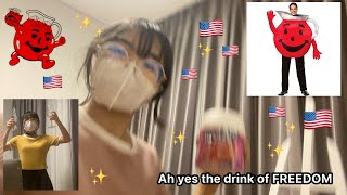 asian girl tries Kool aid for the first time 2020 colourised [upl. by Annerb]