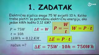 Domaća zadaća za 9 razred Fizika  Rad i snaga električne struje  zadaci [upl. by Eecyal]