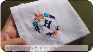 How to Embroder on handkerchief  Letter Embroidery on handkerchief  Lets Explore [upl. by Handal850]