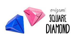 Easy Origami Square Diamond Tutorial  No Glue  Paper Kawaii [upl. by Ayala]