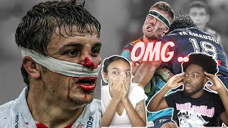 AMERICANS REACT TO BIGGEST RUGBY HITS [upl. by Onida]