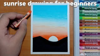 Easy Sunrise Oil Pastel Drawing for Beginners  Stepbystep Tutorial [upl. by Letnahs]