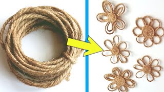 How To Make Jute Flower  DIY Rope Flower  Jute Rope Craft Ideas How To Make Flower With Jute Rope [upl. by Eninnej]