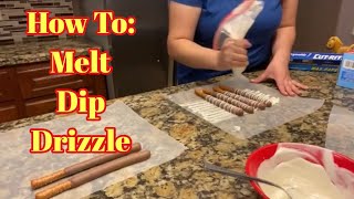 Chocolate Covered Pretzel RodsTUTORIAL MELT DIP DRIZZLE [upl. by Ydollem]