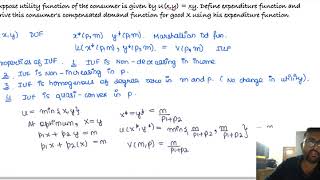 Indirect utility function and Expenditure function IES 2018 [upl. by Jew950]