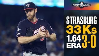 Nationals Stephen Strasburgs INSANE 2019 Postseason 30 33 Ks 164 ERA [upl. by Naujet]