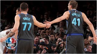 Luka Doncic shines in MSG debut Dirk gets standing ovation in Mavs win vs Knicks  NBA Highlights [upl. by Aliban]