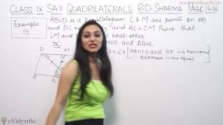 Example 13 Page No1416  Quadrilaterals RD Sharma Maths Class 9th [upl. by Herv]