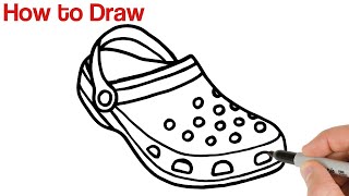 How to Draw Crocs  Easy Shoes Drawing [upl. by Rossie]