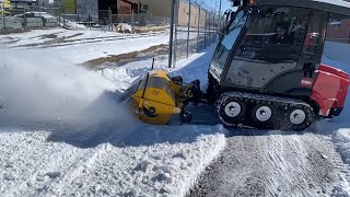 Toro Groundsmaster 7210 with MB Broom throwing snow in Denver CO  Multiseason attachments [upl. by Ysor]