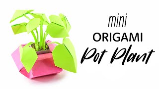 Mini Origami Pot Plant Tutorial  DIY  Paper Kawaii [upl. by Eissirc]