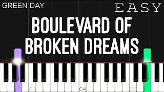 Green Day  Boulevard Of Broken Dreams  EASY Piano Tutorial [upl. by Auqeenahs]