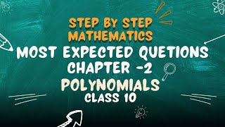 Polynomials important questions Part1  Class 10  Chapter 2 [upl. by Ashla]