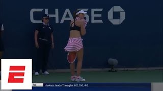 2018 US Open highlights Alize Cornet penalized for taking off shirt  ESPN [upl. by Breskin630]