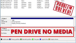 Pen drive showing no media 0 byte in disk management windows 10 [upl. by Liebermann226]