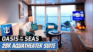 Oasis of the Seas  2BR Spacious Aqua Theater Suite Tour amp Review 4K  Royal Caribbean Cruise [upl. by Arenat492]