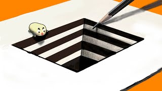 Very Easy쉬운 3D입체그림 그리기간단한 그림그리기How to Draw 3D Hole  Easy 3D Drawing 착시 현상 그리기 [upl. by Florina]