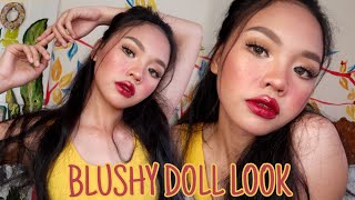 BLUSHY DOLL LOOK  MAKEUP TUTORIAL [upl. by Ettelorahc]