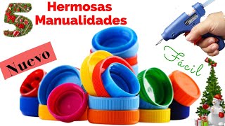 5 Manualidades Navideñas con TAPAS DE BOTELLAS Christmas Crafts with BOTTLE LIDS [upl. by Colwell197]