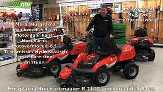 Husqvarna Rider zitmaaier R 214C  incl maaidek 94cm  BTN de Haas 762115 [upl. by Celene]