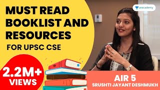 Must Read Booklist and Resources for UPSC CSE by AIR 5 Srushti Jayant Deshmukh [upl. by Knarf94]