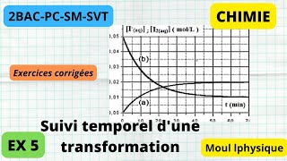 suivi temporelvitesse de réaction  série dexercices  exercice 5 [upl. by Miksen108]