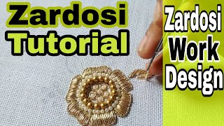 Zardosi Work for beginners  Hand Embroidery  zardozi  aari work [upl. by Relly]