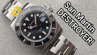 Seestern San Martin Destroyer Rolex submariner homage Review [upl. by Llezo453]