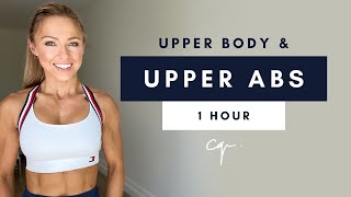 1 Hour UPPER BODY amp UPPER ABS WORKOUT at Home  Day Two of Five [upl. by Trinee15]