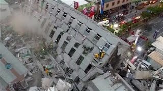 Buildings Collapse After Earthquake Rocks Taiwan [upl. by Murrell]