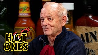 Bill Murray Doesn’t Flinch While Eating Spicy Wings  Hot Ones [upl. by Ailsun]