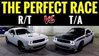 Dodge Challenger TA 392 64L vs Challenger RT 57L  STREET RACE [upl. by Ainirtac665]