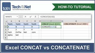 How to use the CONCAT function in Excel vs the CONCATENATE function [upl. by Riggall]