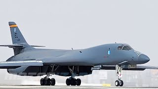 B1B Lancer Aircraft Take Off US Air Force [upl. by Simaj]