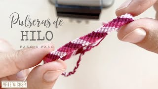 Pulseras de hilo paso a paso  Tutorial pulseras de la amistad tejidas [upl. by Annaerb493]