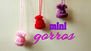 MINI GORROS de LANA FÁCILES para decoración o muñecas [upl. by Aliakam810]