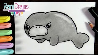 Cómo dibujar un MANATÍ kawaii  How to draw a kawaii MANATEE [upl. by Citron]