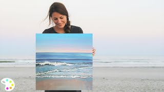 How to Paint in Acrylics  Ocean Painting Tutorial [upl. by Erine603]