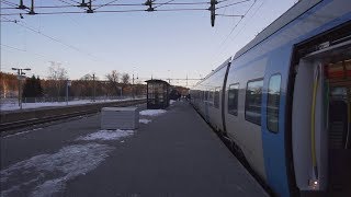 Sweden Stockholm train ride from Märsta to Huddinge Centrum  walk to Stora Coop [upl. by Alacim]