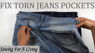 How to fix torn jeans pockets [upl. by Oleic]